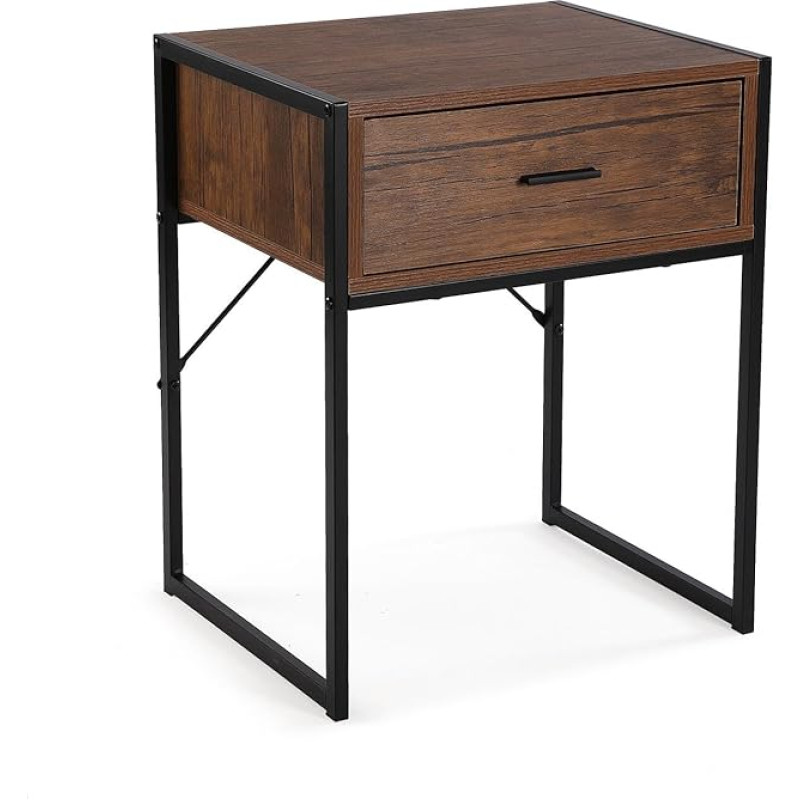 Versa Nalua Bedroom Side Table Height 60 x Width 48 x Depth 40 cm, Wood, Dark Brown and Black