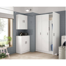 Dmora - Detroit Wall Cupboard, Side Cabinet with 2 Doors, Multi-Purpose Bathroom or Laundry Cabinet, cm 59 x 27 cm, White