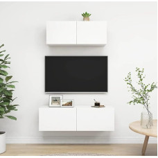 Homgoday TV-Möbel-Set, 2 Stück, weiß, aus Spanplatte, TV-Schrank, TV-Schrank, Couchtisch, TV-Ständer für Wohnzimmer