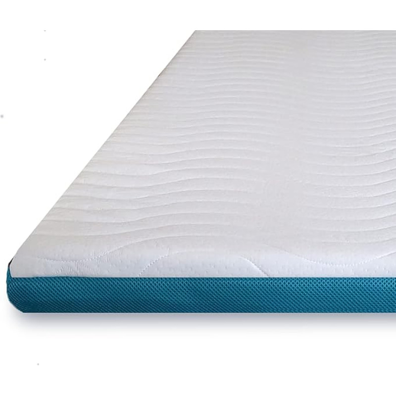 Komfortec Topper 90 x 200 cm - 7.5 cm High, Visco Memory Foam Mattress Topper with 4 Corner Elastics for Box Spring Beds, Washable Aloe Vera Cover