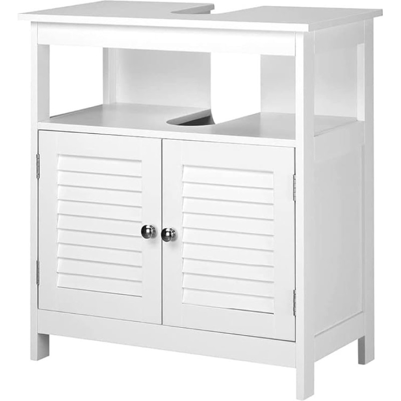 BAKAJI Vanity Unit Bathroom Cabinet Two Doors Double Opening Modern Design Space Saving Interior Shelf Wood White 60 x 30 x 60 cm