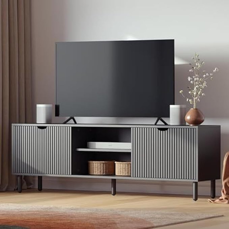 Modern Ribbed TV Stand - Media Console - 70