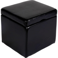 Onex Stool Cube Storage Box with Lid Leather and Faux Leather 45 x 44 x 44 cm FSC Black