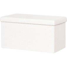 PINPLUS Cube Seat with Storage Space, Foldable Stool, Upholstered Stool with Storage Space, Plush Fabric Storage Box for Dressing Table, Bedroom, Living Room, 76.5 x 38 x 38 cm, White