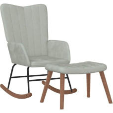 vidaXL Rocking Chair with Stool, Rocking Chair, Relaxing Chair, Relaxing Chair, Living Room Chair, Upholstered Chair, Velvet, Light Grey