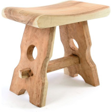 Divero Molokai Square Stool Made of Suar Wood - Pure Handmade - Brown