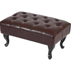 Mendler Chesterfield Ottoman Footrest Stool Faux Leather 39 x 77 x 47 cm Antique Brown