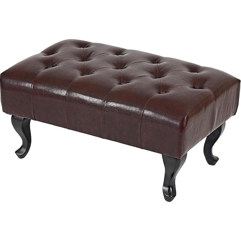 Mendler Chesterfield Ottoman Footrest Stool Faux Leather 39 x 77 x 47 cm Antique Brown