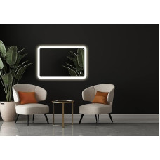 Zalena Lunar II Polished Edges LED Bathroom Light Mirror with Touch Switch, Silver, 80 x 60 cm