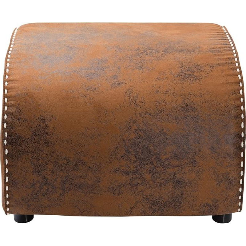Kare Ritmo Vintage Econo Designer Stool Brown Vintage Leather Look Footstool Pine Wood Frame 40 x 52 x 60 cm (H x W x D)