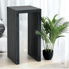 DanDiBo Slat Stool Metal Black Square Base 65 cm Solid Modern Side Table Slats (Height 65 cm/L)