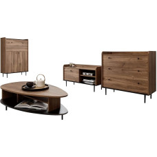 Mirjan24 Living Room Set Veirana II, Cabinet Wall, Add-On Wall, in Set: x2 Chest of Drawers, TV Lowboard, Coffee Table, Living Room Complete Set (Brandy Castello)