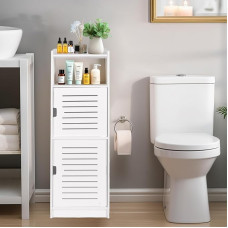 Pinkgarden Toilet Paper Holder Stand, Bathroom Storage Cabinet with Doors and Shelves, Narrow Storage Cabinet for Bathroom, Home & Small Spaces, 74 cm (H) x 24 cm (W) x 19.9 cm (D)