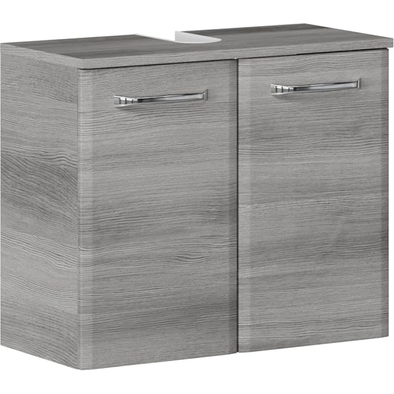 Pelipal Quickset 328 Vanity Unit in Graphite Structure Horizontal Replica, 60 cm Wide, Sink Cabinet without Sink with 2 Doors