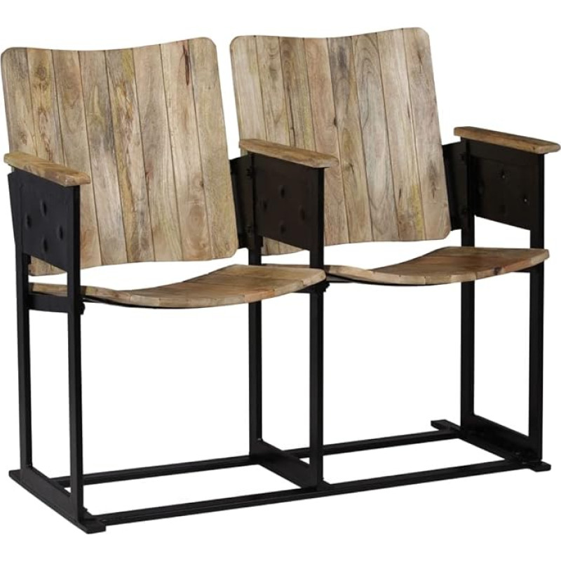 VidaXL Banc à 2 places Bois de manguier massif et acier 102x55x83 cm