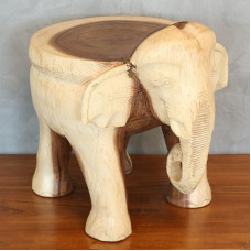 Oriental Galerie Round Stool Wooden Stool Elephant Stool Flower Stool Elephant Approx. 30 cm High Approx. 33 x 28 cm Diameter Wood Limbo Wood Natural Medium