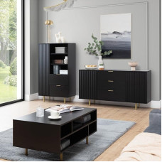 Lomadox Home Furniture Set Wall Unit Matt Black 3-Piece Modern 1 Sideboard, 1 Coffee Table 1 Highboard