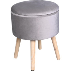 PYSYY Runder grauer Samt-Hocker mit abnehmbarer Oberseite und gepolstertem Sitz. Kleiner Fußhocker mit verstecktem Fach. 30 cm B x 30 cm T x 37 cm H. Kann im Wohnzimmer und Schlafzimmer verwendet