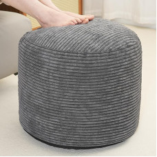 Yueyocici Pouf Ottoman Filled Round Modern Foam Filled Footrest for Living Room Decorative 20 x 15 Inch Boho Relax Stool for Wedding Christmas Party Dark Grey