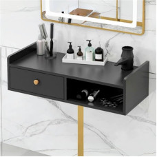 ZDFTGKM Wall Mounted Salon Station, Beauty Appliances with Drawer and Open Storage Table, Floating Cabinet for Salon (Black, 23.6 x 11.8 x 6.3 inches)