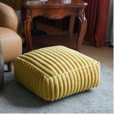 Artbloss Pouf Ottoman Cover Decorative Soft Storage Square Bean Bag Yellow Unfilled 20 x 20 x 8 Inch Floor Footrest for Living Room Bedroom Outdoor (Square