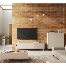 Wohnmöbel Set Wohnwand in Kaschmir mit Eiche, 3-teilig mit Couchtisch, Highboard, Lowboard, modern, grifflos