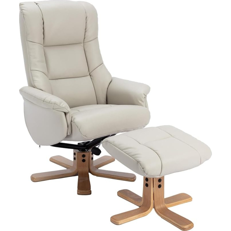 Morris Living The Cairo Mushroom Faux Leather Swivel Chair and Matching Footstool