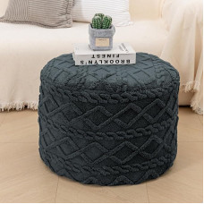 Round Pouf Ottoman Boho Poof Home Decor Pouf Handmade Circular Footrest for Bedroom Foot Stool Poufs for Living Room 20 x 20 x 14 Inches
