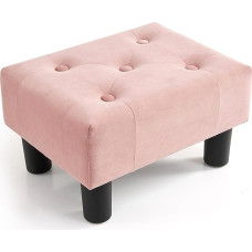 Poofzy Small Footstool Ottoman Velvet Ottoman Footrest with Legs Rectangle Footstool Ottoman for Couch Ottoman Footstool for Living Room Entryway (Pink)