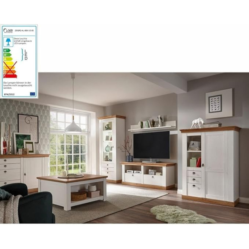 Lomadox Caravan Set in Country House Design Including Coffee Table and Sideboard in White Pine and Wotan Oak