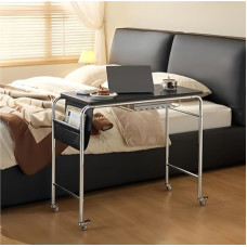 Beweglicher kleiner Beistelltisch mit Feststellrädern, kompakter Erkerfenster-Schreibtisch, C-förmiger Laptop-Beistelltisch, rollender Büroschreibtisch-Aufbewahrung, mobiler Arbeitsplatz mit Metallrah