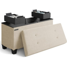 Ottoman-Bank mit Aufbewahrungsbehältern, 76,2 cm, Aufbewahrungsbank für Schlafzimmer, Bettende, faltbare Fußstütze, Ottomane mit Stauraum für Wohnzimmer, Aufbewahrungstruhe max. 299 kg, Leinenstoff,