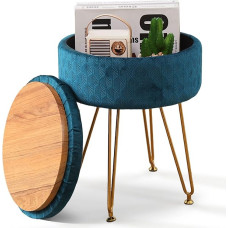 Cpintltr Velvet Ottoman Round Footrest Stool Multifunctional Padded Ottoman Modern Accent Dressing Table Tray Coffee Table Suitable for Living Room Bedroom
