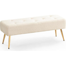 Furnimart Faux Fur Bench Ottoman Padded Tufted Bench with Padded Seat Footrest Footstool with Sturdy Metal Leg for Bedroom Living Room Entrance