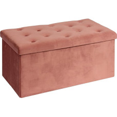 B FSOBEIIALEO Folding Storage Box Long Ottoman Shoe Bench Velvet Storage Chest Footrest Seat 80 x 39.9 x 39.9 cm (Warm Red, Large)