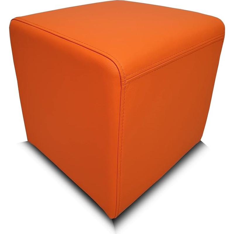Quattro Meble Orange Genuine Leather Stool Many Sizes Genuine Leather Stool Cowhide Seat Cube Footstool Upholstered Stool Real Leather Puff Leather Italian Leather Arancio (40 x 40 x H 45 cm)