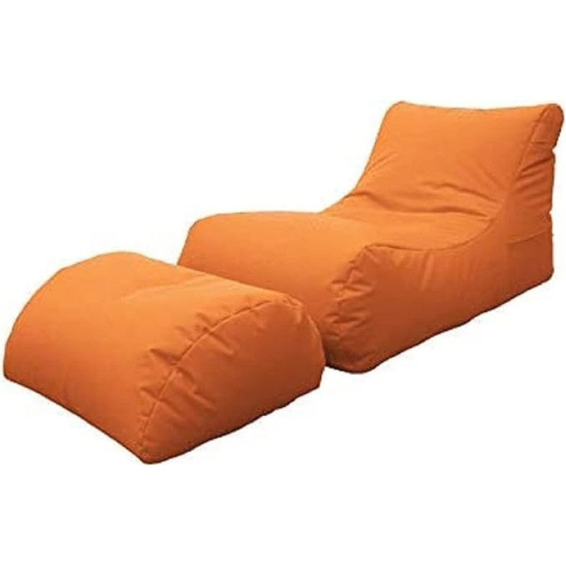 Dmora Modern Living Room Chaise Longue, Made in Italy, Armchair with Nylon Footrest, Padded Pouf for Bedroom, 120 x 80 x 60 cm, Orange