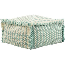MOCOFO Decoration Cotton Woven Unfilled Stool Covers Square Footstool Ottoman for Living Room, Bedroom, Patio (Green, 40 x 40 x 20 cm)