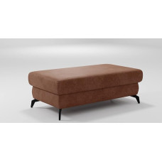 CAVADORE Bounce Storage Stool / Ottoman in Vintage Leather Look with Storage Compartment and Metal Feet in Matt Black / 121 x 45 x 67 / Microfibre Saddle Brown