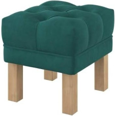 Furninero - Deep Padded Bench Stool Ottoman, Square Legs, 40 cm Wide, Majestic Velvet Aquamarine Fabric (Light to Clean), Blue