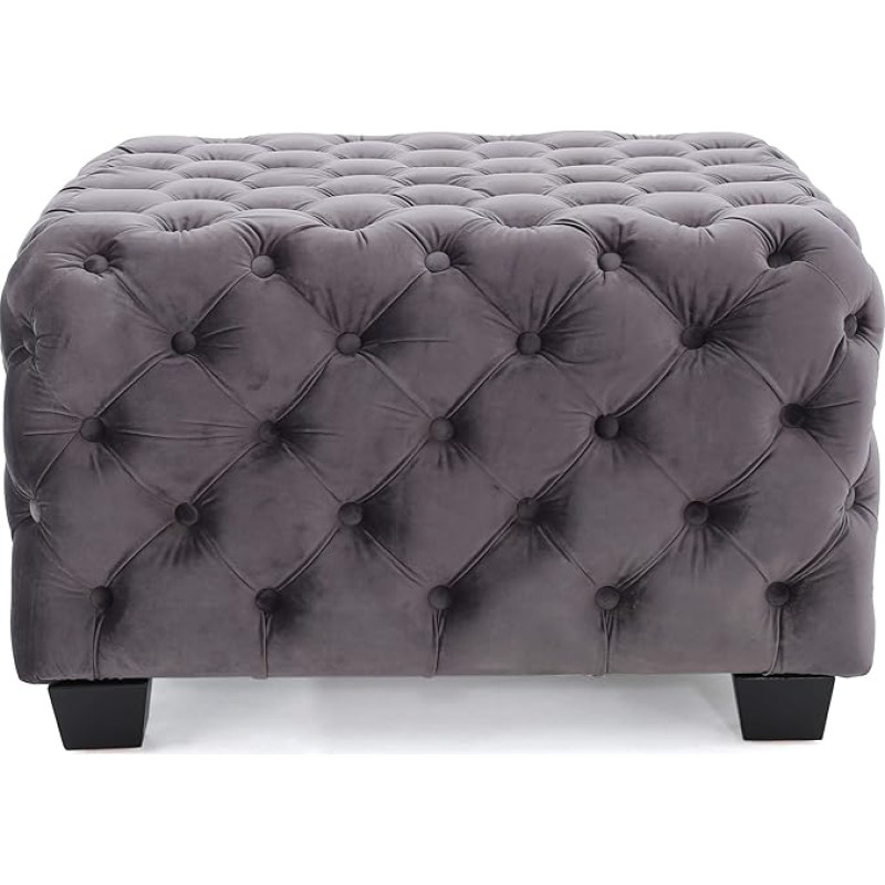 Christopher Knight Home Melvek Modern Glam Button Tufted Velvet Ottoman, Grey and Dark Brown