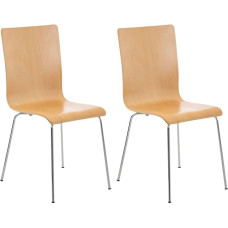 CLP Pepe Waiting Room Chairs with Ergonomically Shaped Wooden Seat and Metal Frame, 2 x Conference Chairs, Available Colour: Natural