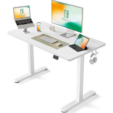 FEZIBO reguleeritava kõrgusega elektriline töölaud, 100 x 60 cm, arvuti seisev laud mälujuhtimise ja kokkupõrke vastase tehnoloogiaga, mobiilne seisev laud, ergonoomiline valge pind