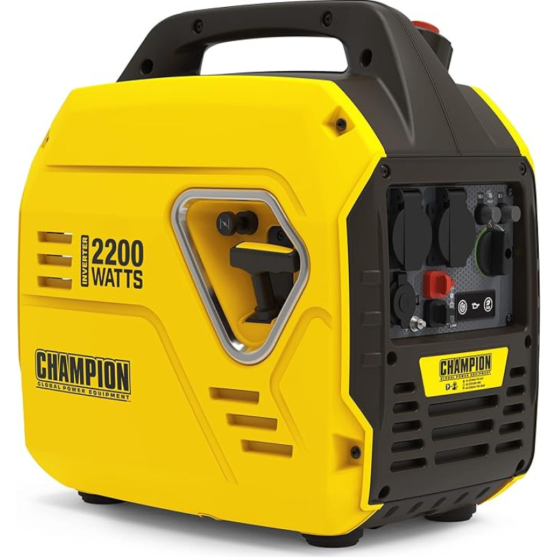 Champion Power Equipment The Mighty Atom elektrigeneraator (2200W inverter ainult bensiiniga, 58dBA - 7m kaugus, 12V DC pesa ja Dual Port USB adapter, telkimiseks / väljas) 9200i-EU