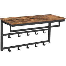 Hoobro seinale paigaldatav mantlihoidja 10 konksu ja riiuliga, rööpad, sobib koridori, elutuppa, magamistuppa, vannituppa, tööstuslikus stiilis, EBF12YM01