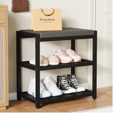 ZHOOGE istmega kingapink, pink, istmekirst, kingariiul 2 ruudukujulise riiuliga sissepääsualale, koridorile, elutuppa, metallraam, maksimaalne koormus 150 kg, 47 x 30 x 43 cm, must