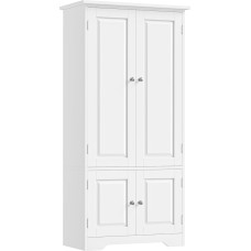 FOREHILL mitmeotstarbeline kapp valge elutoa kapp köögikapp kõrge kapp 4 ukse ja reguleeritava riiuliga 58 x 31,5 x 123 cm