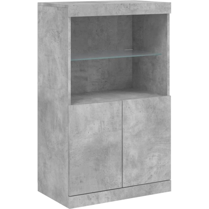 vidaXL küljepaneel, kapp, kus on palju hoiuruumi, LED tuledega kõrgkapp, küljepaneel, külgkapp, seisev kapp, kaasaegne, betoonhall