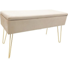 ECHTWERK Scarlett Bench sametkattega polsterdatud pink, ristkülikukujuline hoiukapp, meigipink hoiuruumiga, metalljalgadega hoiupink, 75 x 30 x 41,5 cm, polüestersegu, kreemjas värvus.