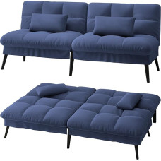 LUCKRACER Diivan 3-kohaline diivanvoodi magamisfunktsiooniga, katte Futon kokkupandav diivan, nurgadiivan, diivan, 5 reguleeritavat nurka, ideaalne kodude elutuppa, valmistatud kangast, sinine